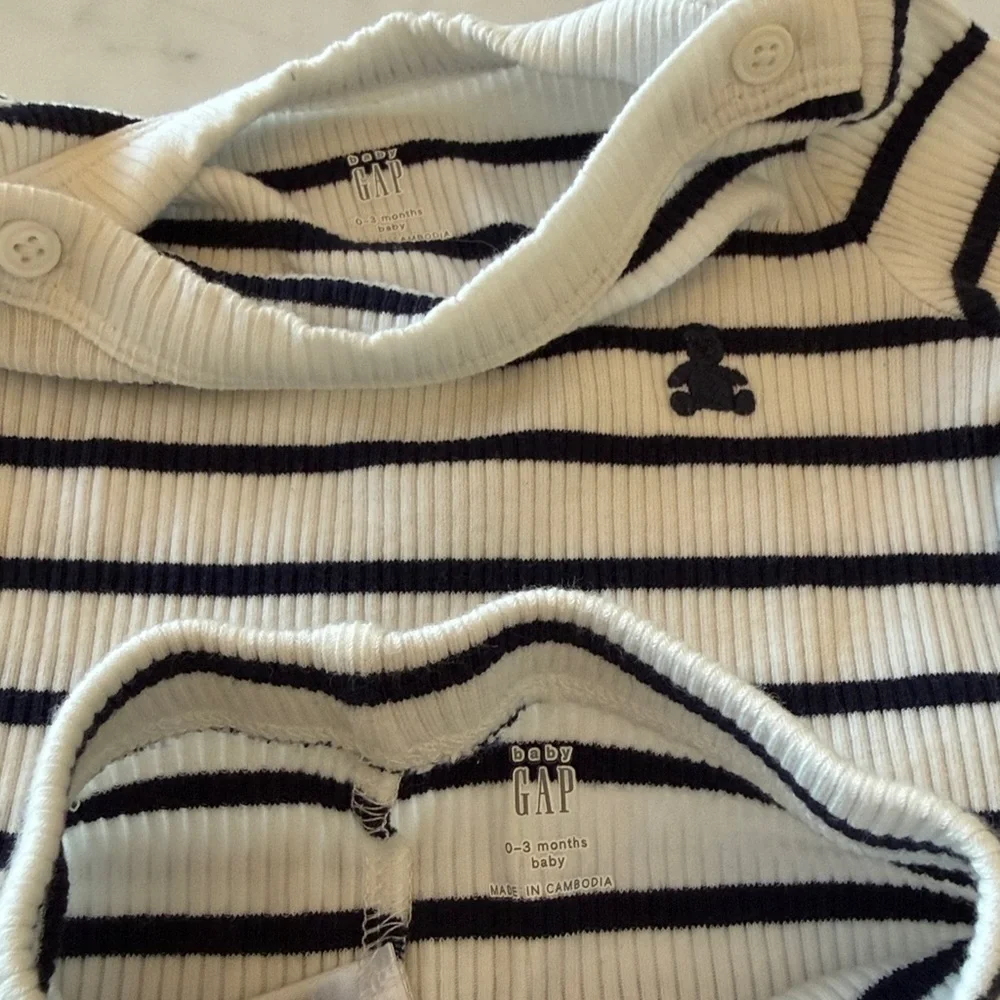 GAP Baby Softspun Pointelle Rib Outfit Set 0-3M Black White Stripe